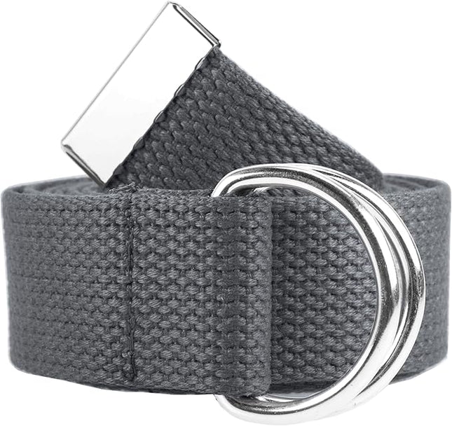 Gelante Canvas Web D Ring Belt Silver Buckle Military Style for men & women 1 or 3 pcs