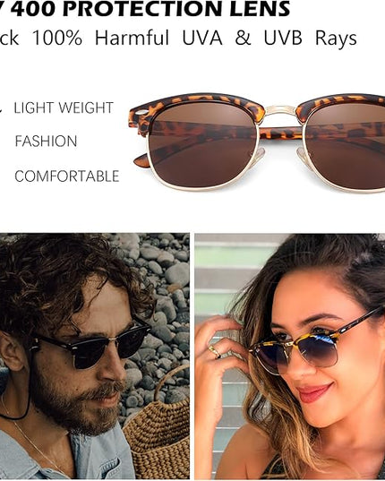 Pro Acme Semi-Rimless Polarized Sunglasses UV 400 Protection for Women Men