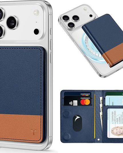 TUCCH for Magsafe Wallet with 6 Card Holders, RFID Blocking [Clear ID Window] PU Leather Folio Magnetic Phone Wallet for iPhone 17/16/15/14/13/12/Plus/Air/Pro/Pro Max Series, Blue & Brown