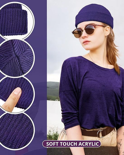 SATINIOR Trawler Beanie Watch Hat Roll-up Edge Skullcap Fisherman Beanie for Women Men