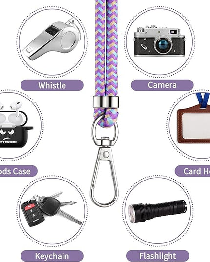 CACOE Phone Lanyard 2 Pcs-1 Pcs Adjustable Neck Strap, 1 Pcs Wrist Strap, 2 Pads, Universal Crossbody Multifuctional Cell Phone Lanyards Compatible with Most Smartphones(Purple Blue)