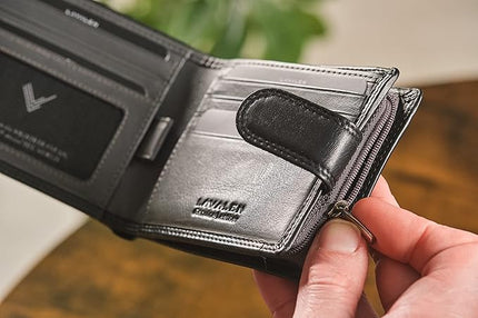 Lavalen Soft Leather Wallet for Men - Mens Wallet Bifold with Zipper Coin Pocket - Holds Bills, Credit Cards, Coins - Carteras para Hombres Piel - Billeteras de Hombres Cuero Original - RFID Blocking.