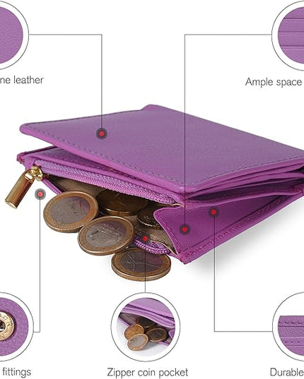Oak Leathers Wallet For Women Full Grain Leather - Small RFID Coin Purse Credit Card & ID Holder for Ladies,Bifold Wallets for Teenager | Small, RFID, Coin Purse, for Ladies, for Teenager