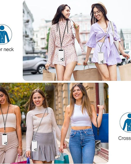 takyu Cell Phone Lanyard, Crossbody Phone Lanyard Adjustable Neck Strap and 2 Pack Phone Wrist Strap with Phone Tether Patches for Most Smartphones-2Black+Grey