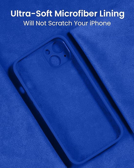 FireNova Designed for iPhone 14 Case, Silicone Upgraded [Camera Protection] Phone Case with [2 Screen Protectors], Soft Anti-Scratch Microfiber Lining Inside, 6.1 inch, Klein Blue