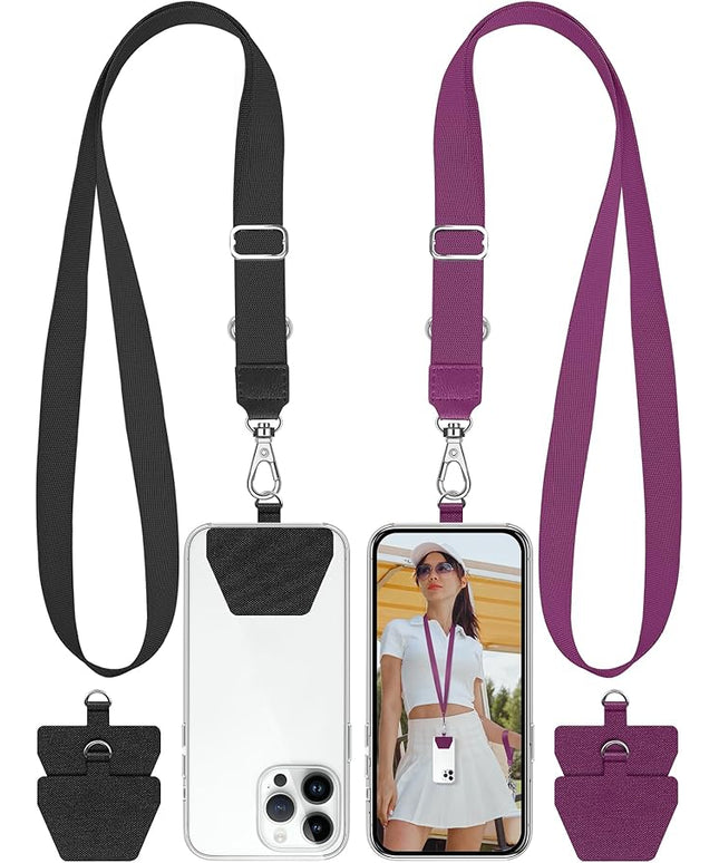SHANSHUI Phone Lanyard, 2 Pack Phone Lanyard Strap 4X Durable Tether Tab Universal Nylon Neck Phone Strap Crossbody Lanyard for Cellphone Fit All Smartphones