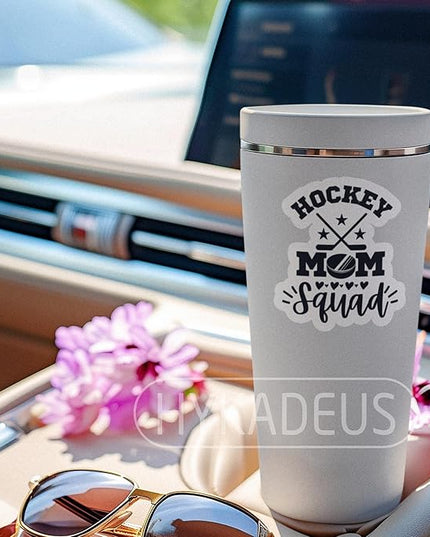 (3PCS) Hockey Mom Stickers – Hockey Mom Squad Vinyl Decals Waterproof for Laptop, Water Bottle, Tumbler, Phone – Hockey Gift for Moms, Mama, Mother – Size 3" x 2.7"