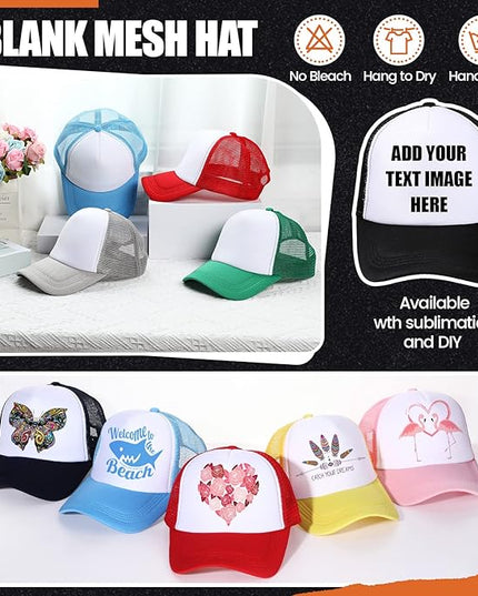 10 Pcs Sublimation Blank Trucker Hats Bulk Mesh Baseball Cap Polyester Mesh Trucker Hat for Men and Women