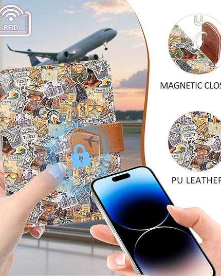 COSHAYSOO Personalized RFID Passport Holder for Travel Women Passports Cover Case Air Essentials Airplane Flight Accessories Airline Plane Flying Must Haves Christmas Gifts for Travellers