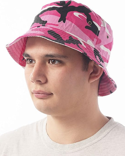 The Hat Depot Bucket Hat - Unisex 100% Cotton & Denim UPF 50 Packable Summer Travel Beach Sun Hat