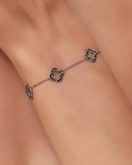 CLAIRETTE Premium PVD Gold-Plated Clover Lucky Bracelet for Women Flower Four Leaf Link Bracelets Trendy Jewelry Gifts for Women