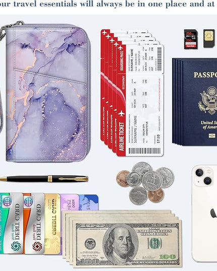 Fintie Family Passport Holder Wallet, RFID Blocking Travel Document Organizer Clutch Bag Credit Cards Case Cover for Women Men