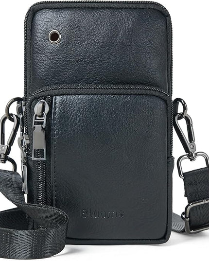 Bluome Small Crossbody Phone Purse for Women –PU Leather Crossbody Handbag Wallets Shoulder Travel Bag with Headphone Jack