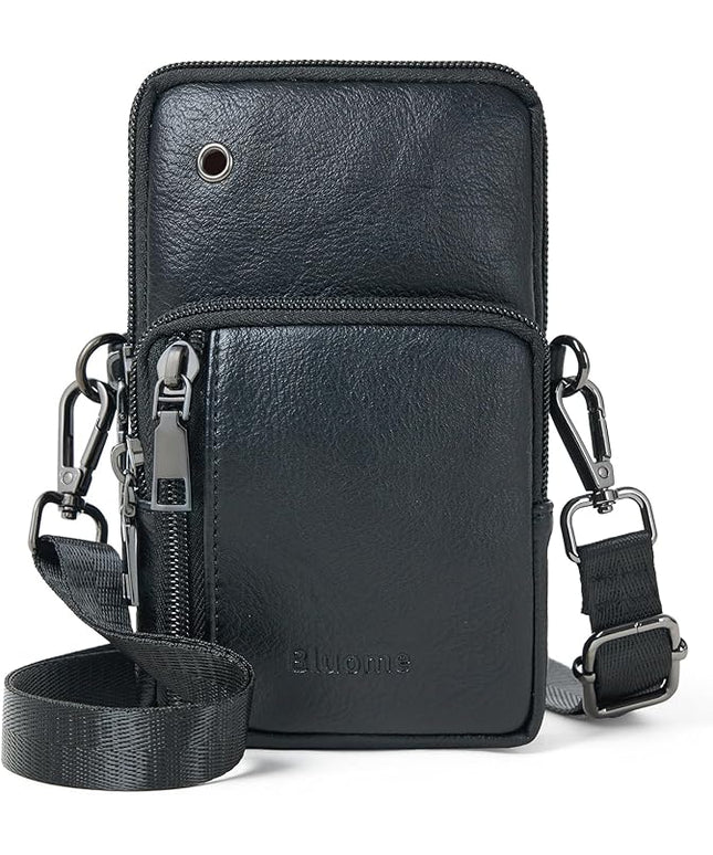 Bluome Small Crossbody Phone Purse for Women –PU Leather Crossbody Handbag Wallets Shoulder Travel Bag with Headphone Jack