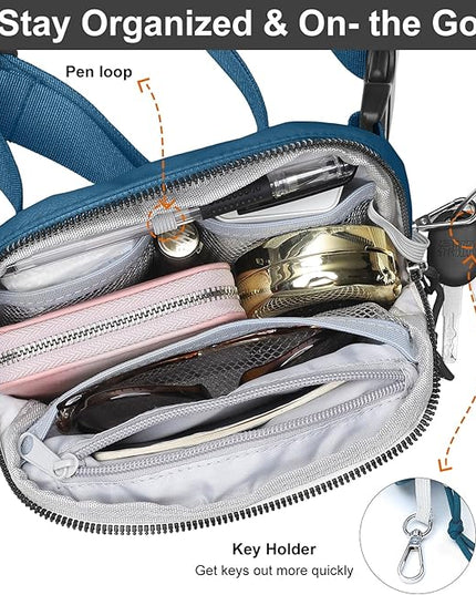 Mini Belt Bag for Women, RFID Small Fanny Pack, Womens Fashion Waist Packs with Extender Strap, Crossbody Bum Bags