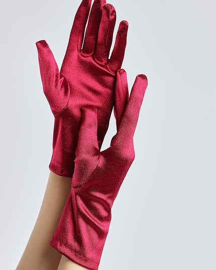 Sahabowi Satin Gloves Formal Bridal Banquet Party Wedding Opera Solid Colorful Mitten For Women