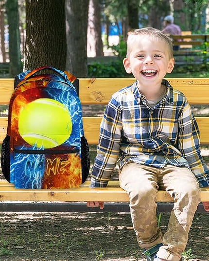 Kids Backpack for Boys Custom Tennis Schoolbag for Kindergarten Elementary Primary, Durable School Supplies