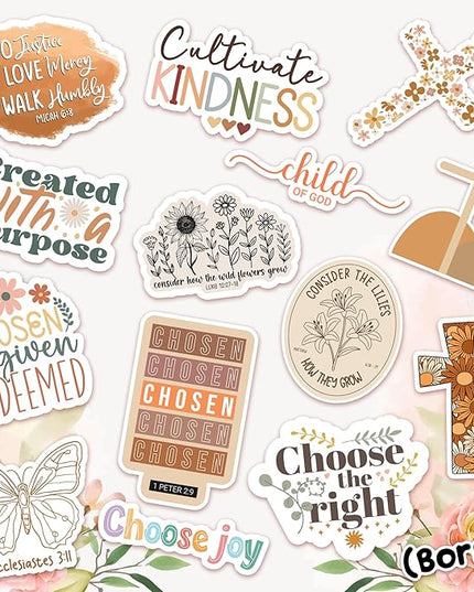 225 PCS Christian Bible Verse Stickers – Inspirational Journaling & Study Stickers for Water Bottles, Laptops, Notebooks & Scrapbooking – Waterproof