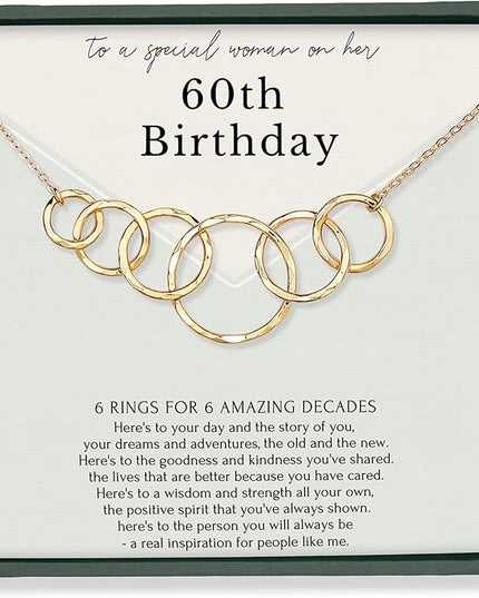 HOPE LOVE SHINE Birthday Necklace – Fashion Jewelry 16+2", 14K Gold Plated Sterling Silver with 3 Interlocking Rings, Hypoallergenic and Comfortable – A Thoughtful Choice for Birthday for Women