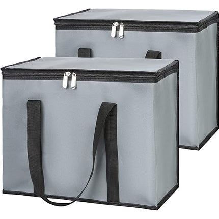 CIVJET 1-Pack Insulated Reusable Grocery Bags, X-Large Insulated Food Delivery Bag for Doordash/Catering/Uber Eats, Commercial Food Warmer for Shopping, Tote Cooler Bags, Dark Grey
