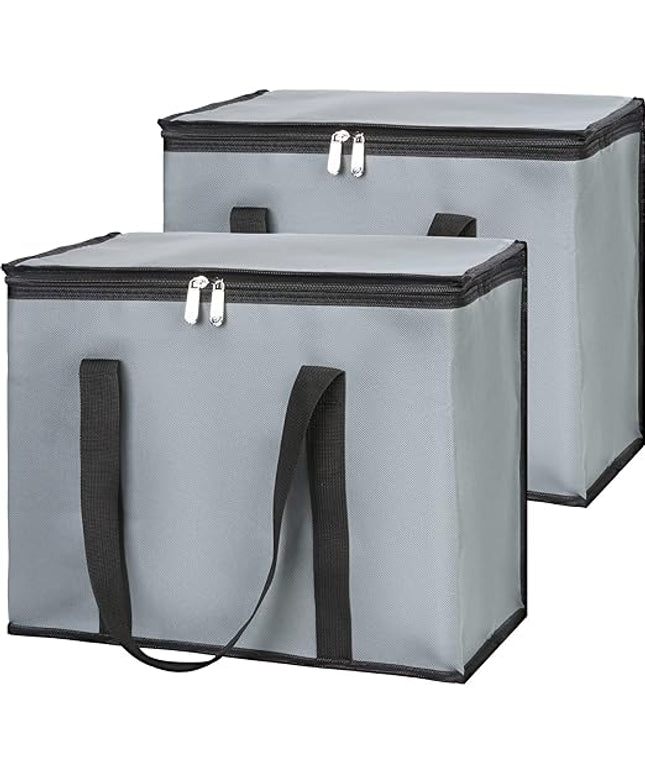 CIVJET 1-Pack Insulated Reusable Grocery Bags, X-Large Insulated Food Delivery Bag for Doordash/Catering/Uber Eats, Commercial Food Warmer for Shopping, Tote Cooler Bags, Dark Grey
