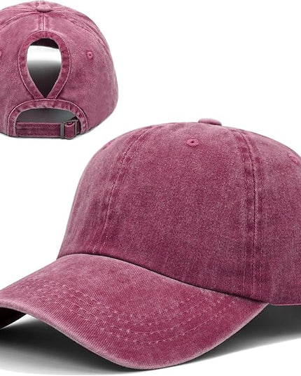 YeeHeen Ponytail Baseball Cap for Women High Messy Bun Caps Washed Cotton Hats