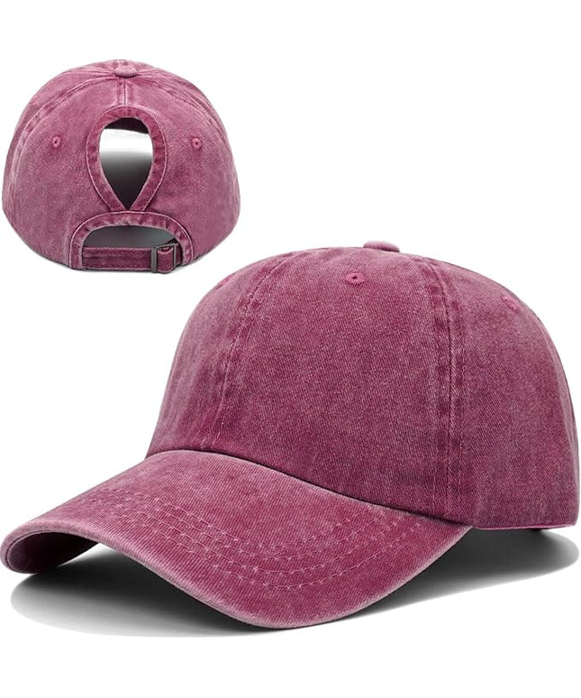YeeHeen Ponytail Baseball Cap for Women High Messy Bun Caps Washed Cotton Hats