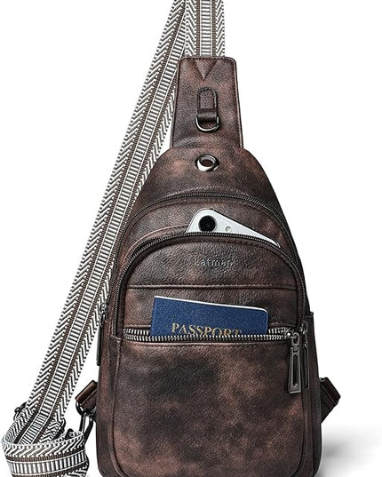 Sling Bag For Women Faux Leather Small Casual Daypack Backpack Fanny Pack Crossbody Chest Bags Purse