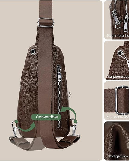 befen Genuine Leather Small Sling Bag for Women Anti-Theft Crossbody Chest Bags Fanny Packs for Travel with RFID Card Slots