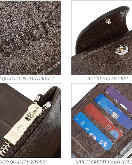CLUCI Wallet For Women PU Leather RFID Blocking Womens Wallet Bifold Card Holder with ID Window Gifts for Women Birthday | RFID Blocking, Designer, Trifold, Card Holder, ID Window
