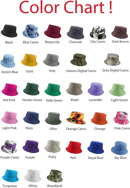 Gelante Solid Color 100% Cotton Bucket Hat for Women and Men Packable Travel Summer Beach Hat
