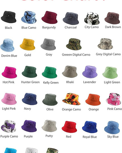 Gelante Solid Color 100% Cotton Bucket Hat for Women and Men Packable Travel Summer Beach Hat