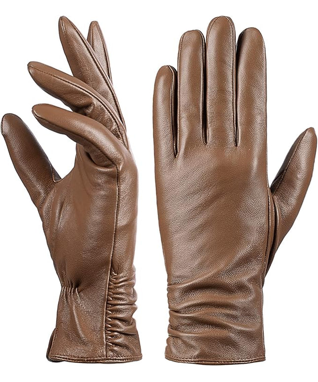 Womens Winter Leather Touchscreen Texting Warm Driving Lambskin Pure Genuine leather Gloves