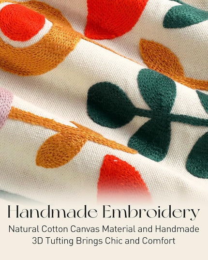 Embroidery Canvas Tote Bag for Women - Reusable Totes with Pocket & Buckle Aesthetic Cute Grocery Shoulder Bag
