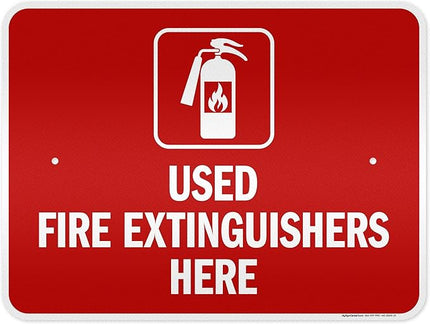 Used Fire Extinguishers Here Sign, 18x24 Inches, 3M EGP Reflective .080 Aluminum, Fade Resistant, Made in USA by My Sign Center