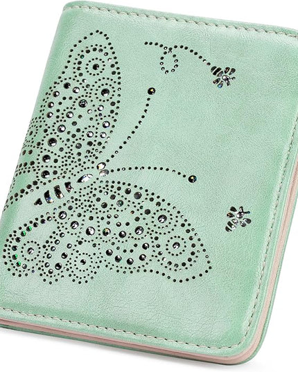 KITEVIUN Small RFID Wallet Women Ultra Thin Slim Womens Wallet Mini Compact Bifold Pocket Ladies Wallets for Women Peppermint Mambo Green