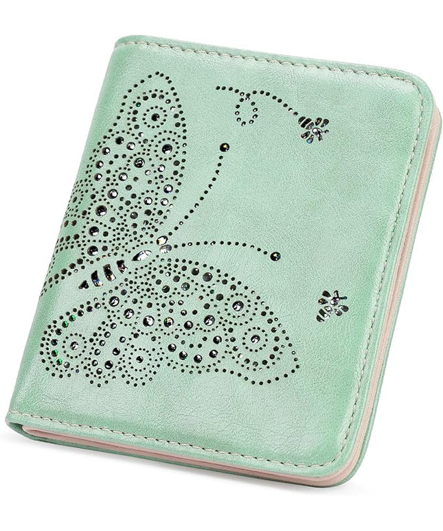 KITEVIUN Small RFID Wallet Women Ultra Thin Slim Womens Wallet Mini Compact Bifold Pocket Ladies Wallets for Women Peppermint Mambo Green
