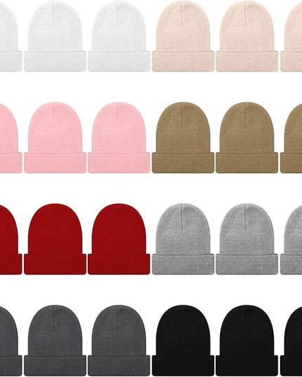 Winter Beanie Hats Bulk for Men Women Beanie Cap for Donation Cozy Knitted Cuffed Skull Cap Gift Soft Ski Hat