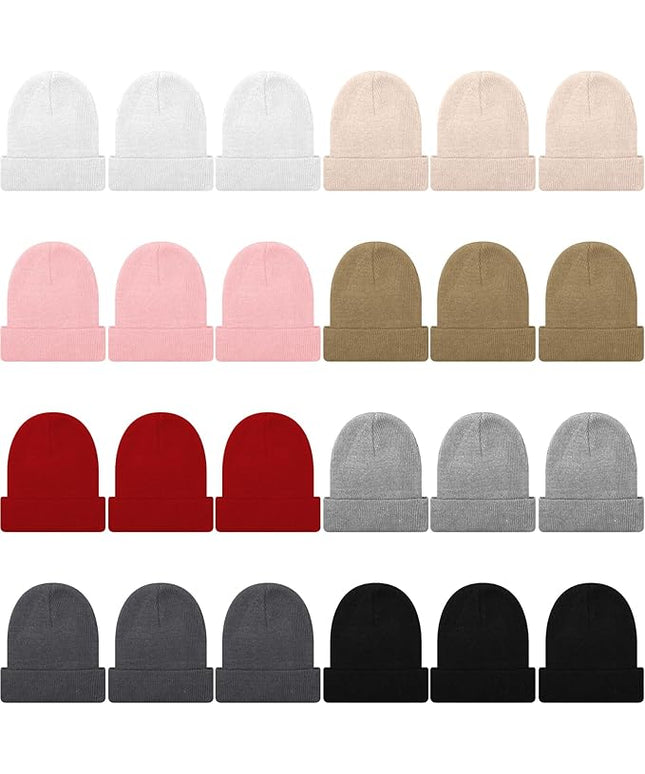 Winter Beanie Hats Bulk for Men Women Beanie Cap for Donation Cozy Knitted Cuffed Skull Cap Gift Soft Ski Hat