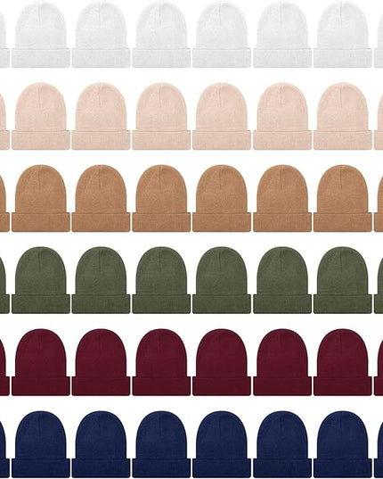 Winter Beanie Hats Bulk for Men Women Beanie Cap for Donation Cozy Knitted Cuffed Skull Cap Gift Soft Ski Hat
