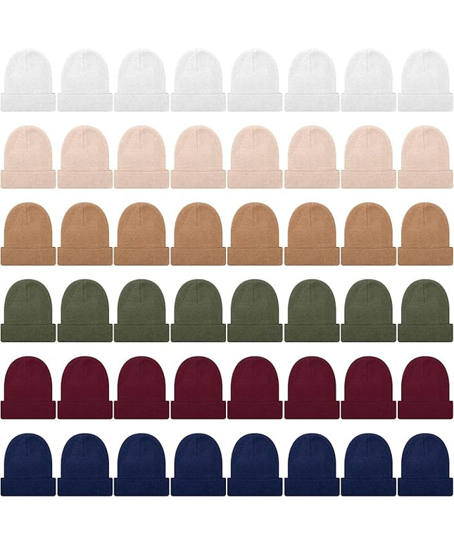 Winter Beanie Hats Bulk for Men Women Beanie Cap for Donation Cozy Knitted Cuffed Skull Cap Gift Soft Ski Hat