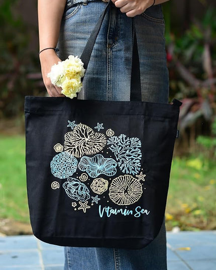 Ecoright Aesthetic Canvas Tote Bag for Women Large Zipper Tote Bags with Pocket, Womens Tote Bag for Yoga, Work, Beach