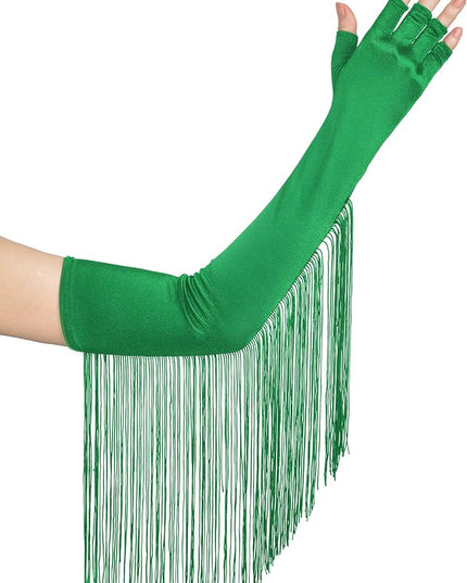 BABEYOND Vintage Long Opera Pageant Gloves - 1920s Fringe Fingerless Elbow Gloves for Costume Party Wedding