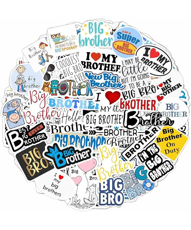 BulbaCraft Big Brother Stickers for Water Bottle and Laptop - Big Brother Party Supplies & Decorations, Waterproof Vinyl Decals, Sibling and Family Stickers, Gifts for Women & Men