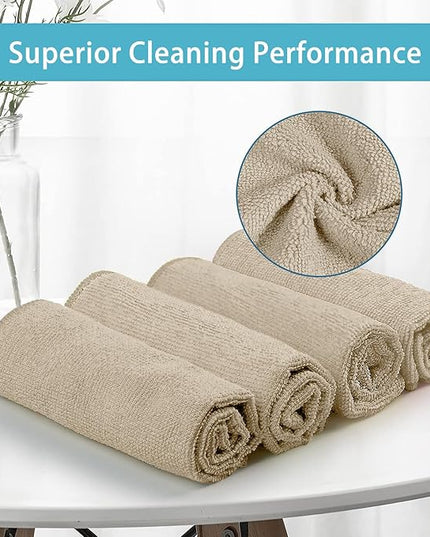 HOMEXCEL Brown Microfiber Cleaning Cloth, 50 Pack Cleaning Towels for Kitchen, Lint Free, Scratch-Free, Highly Absorbent, and Reusable Cleaning Rags for House, Window and Glass, Cars, 11.5 X11.5 inch