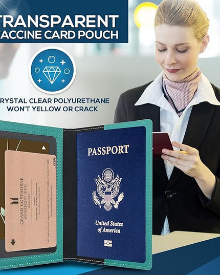 Ciana Passport Holder for Travel – PU Leather Passport Cover and Card Holder for Men & Women – Slim Passport Holder with Card Protector Slot, Travel Must Haves (Turquoise)