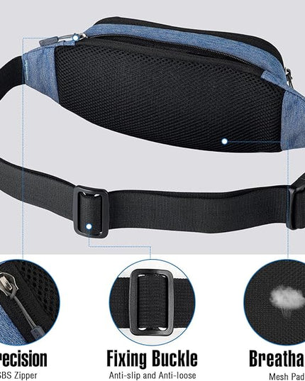 WATERFLY Fanny Pack Waist Bag: Small Hip Pouch Bum Bag Fannie Pack Phanny Fannypack Waistpack Bumbag Beltbag Sport Slim Fashionable for Jogging Hiking Hiker Woman Man