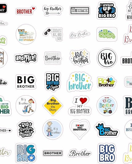 BulbaCraft Big Brother Stickers for Water Bottle and Laptop - Big Brother Party Supplies & Decorations, Waterproof Vinyl Decals, Sibling and Family Stickers, Gifts for Women & Men
