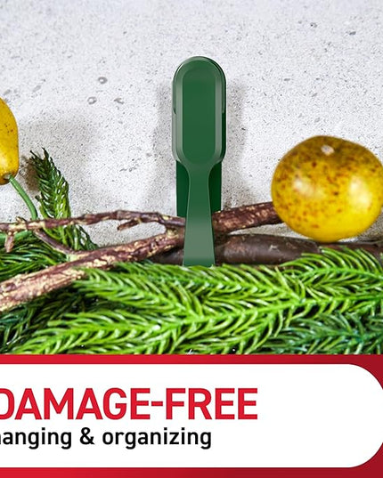 Command Garland Holder, Fireplace Mantle Garland Holder for Displaying Garlands, Wreaths, and Holiday Decor Without Leaving Damage, Holes, or Residue, Holds 2lbs, Green, 6 Pack