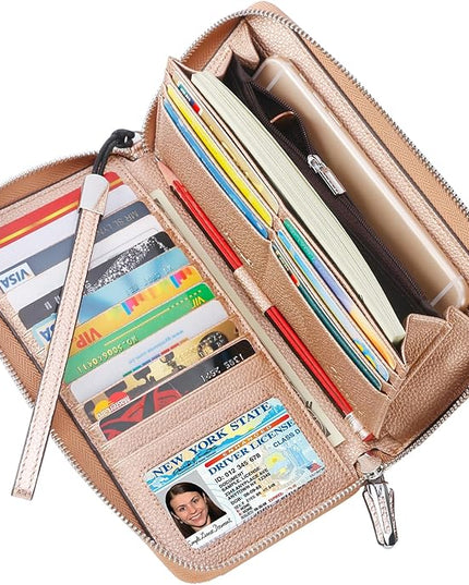 Lavemi Small Compact Women Wallet RFID Blocking Genuine Leather Bifold Purse with ID Windows